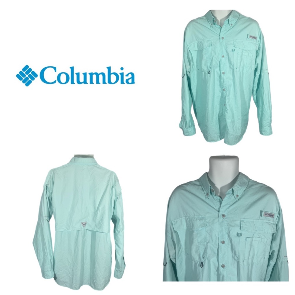 Columbia PFG Men's Long Sleeve Fishing Shirt, Size XL, Mint Green